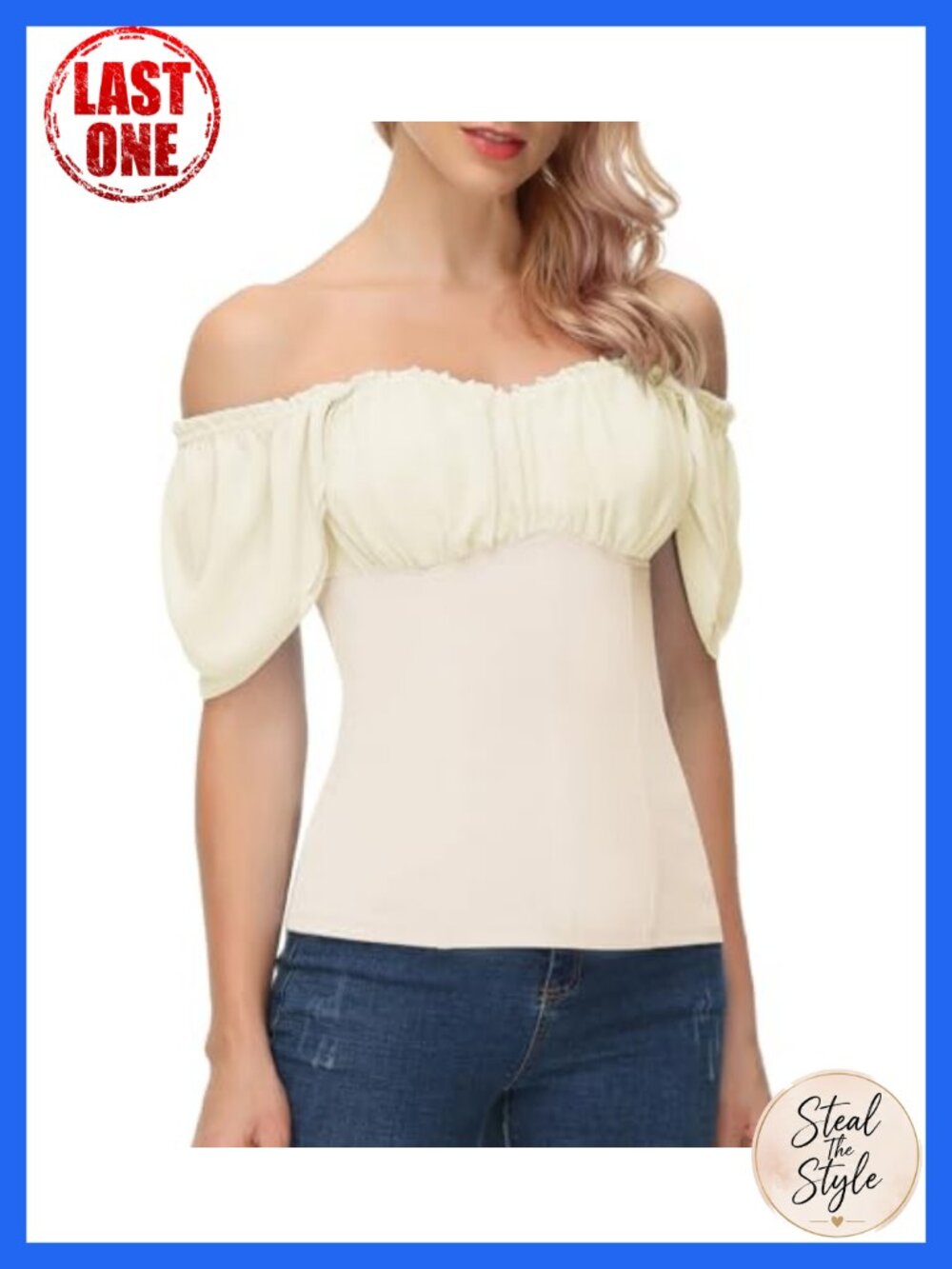 Off Shoulder Renaissance Peasant Blouse Ruffle Ruched Chiffon Top - Picture 1 of 6